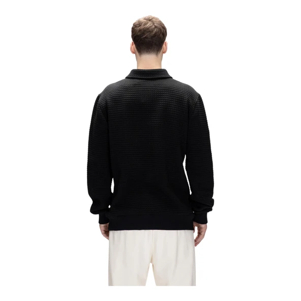 Erkek Sweatshirt Diez Si̇yah Yarım Fermuarlı - Resim 6