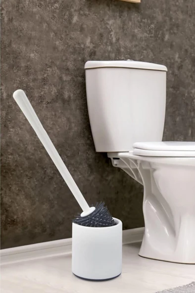 Silikon Başlıklı Klozet Fırça Takımı Yuvarlak, Klozet Banyo WC Tuvalet Temizlik Fırça Seti - Resim 5