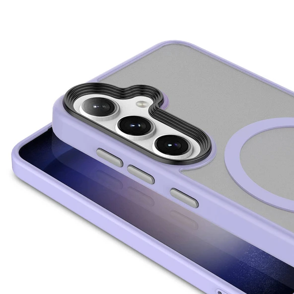 Galaxy S24 Kılıf Sert PC Arka Yüzey Wireless Şarj Özellikli  Flet M-safe Kapak - Resim 3