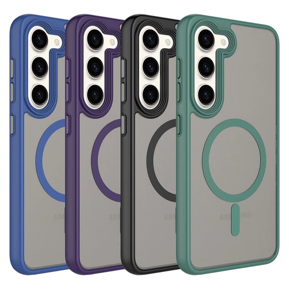 Galaxy S23 Kılıf Mat Arka Yüzey Wireless Şarj Özellikli  Flet M-safe Kapak - Resim 3