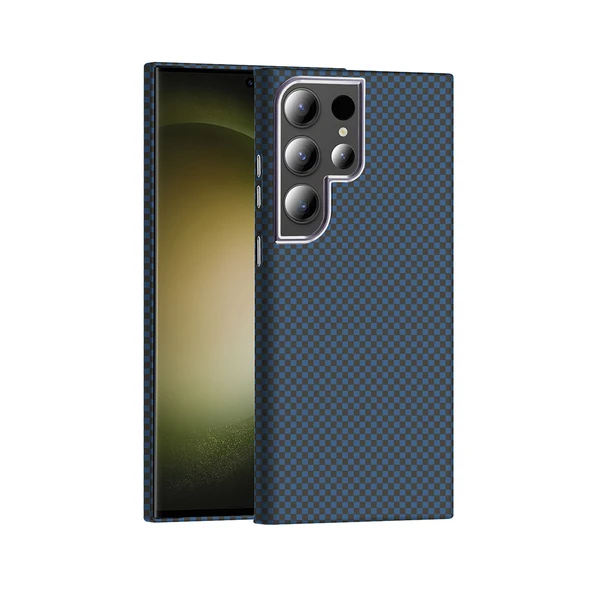 Galaxy S23 Ultra Kılıf M-safe Şarj Özellikli Karbon Fiber Görünümlü  Gros Kapak ürün görseli