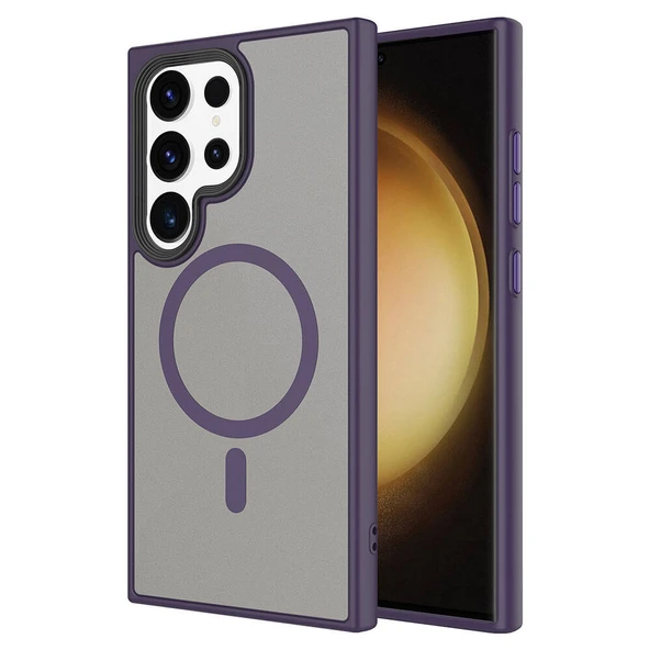 Galaxy S24 Ultra Kılıf Sert PC Arka Yüzey Wireless Şarj Özellikli  Flet M-safe Kapak ürün görseli