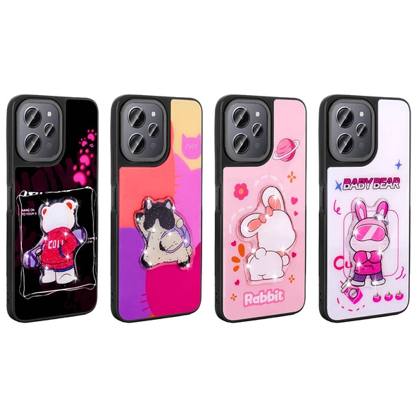 Xiaomi Redmi 12 4G Kılıf Parlayan Kabartmalı İkonik Figürlü  Amas Silikon Kapak - Resim 5