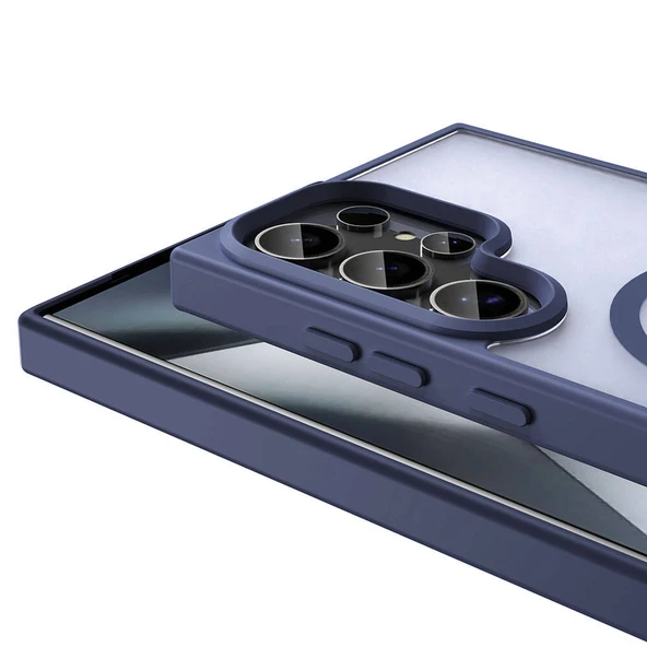 Galaxy S23 Ultra Kılıf M-safe Şarj Özellikli Mat Arka Yüzey  Sio Kapak - Resim 5