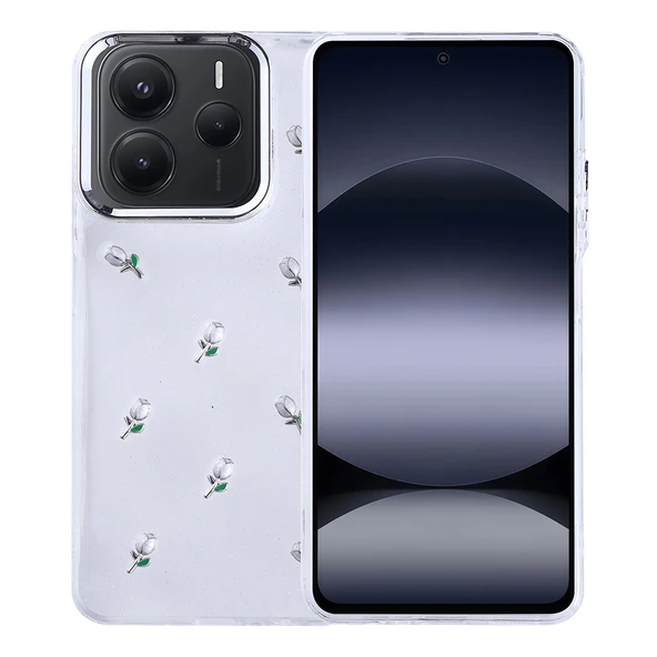 Xiaomi Redmi Note 14 5G Kılıf Airbag Tasarımlı Simli Şeffaf  Kutup Kapak ürün görseli