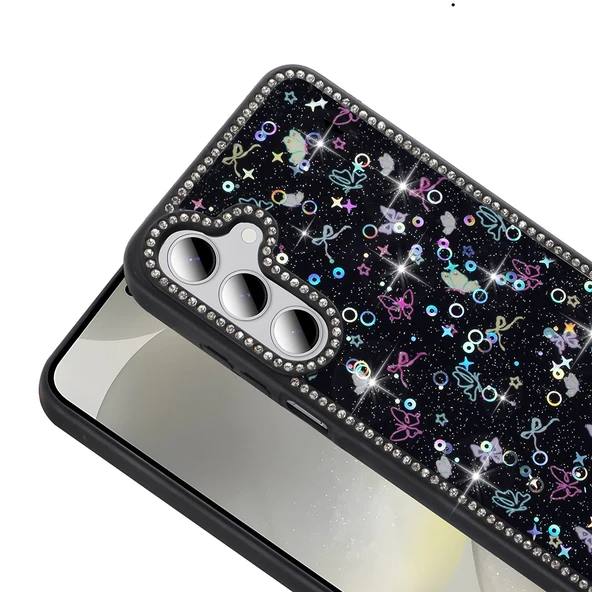 Galaxy S24 FE Kılıf Taşlı ve Simli Tasarım  Azra Kapak - Resim 7