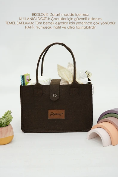 mordesign Taşınabilir Keçe Çanta Yenidoğan Alt Açma, Kadın Çantası, Ev & Seyahat Düzenleyici Organizer Kahve - 5