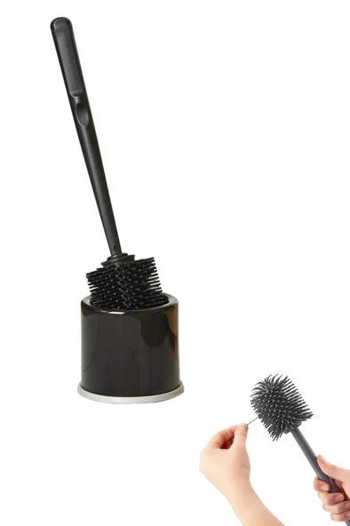 Silikon Başlıklı Klozet Fırça Takımı Yuvarlak, Klozet Banyo WC Tuvalet Temizlik Fırça Seti - Resim 9