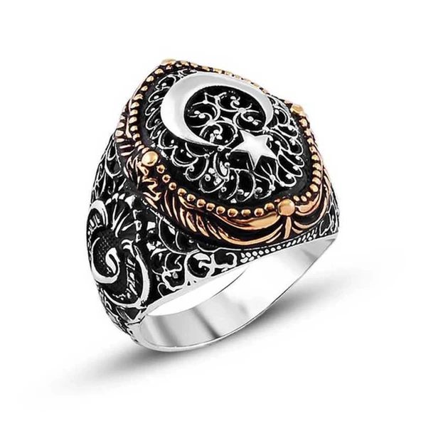 Supertrend Gümüş Ay Yıldız Erkek Yüzük ürün görseli 1