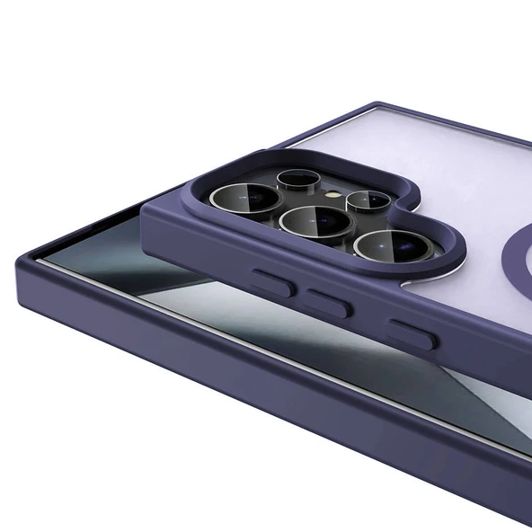 Galaxy S24 Ultra Kılıf M-safe Şarj Özellikli Mat Arka Yüzey  Sio Kapak - Resim 6