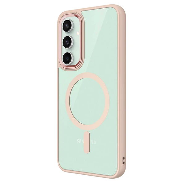 Galaxy S23 FE Kılıf Wireless Şarj Özellikli  Krom M-safe Silikon Kapak - Resim 7