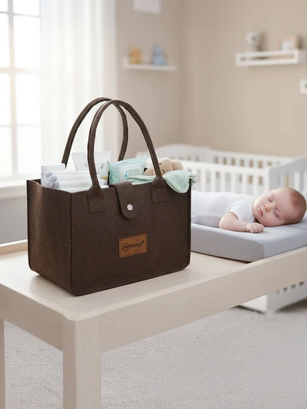 mordesign Taşınabilir Keçe Çanta Yenidoğan Alt Açma, Kadın Çantası, Ev & Seyahat Düzenleyici Organizer Kahve