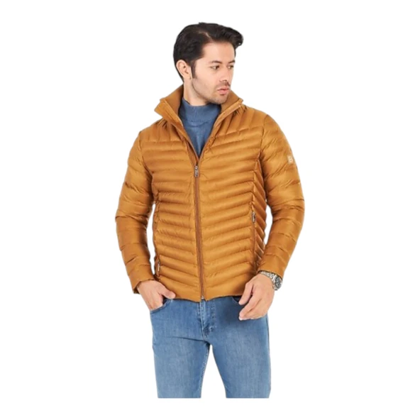 Erkek Hardal Renk Elyaf Dolgulu Mont Rüzgar Geçirmez ürün görseli 1