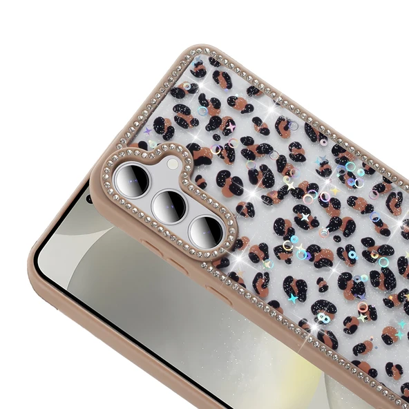 Galaxy S24 FE Kılıf Taşlı ve Simli Tasarım  Azra Kapak - Resim 6