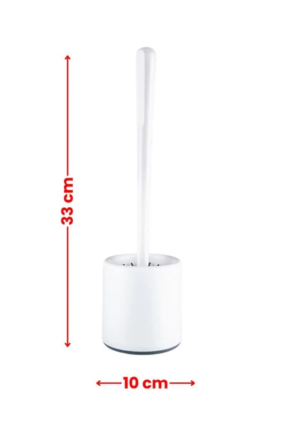 Silikon Başlıklı Klozet Fırça Takımı Yuvarlak, Klozet Banyo WC Tuvalet Temizlik Fırça Seti - Resim 2