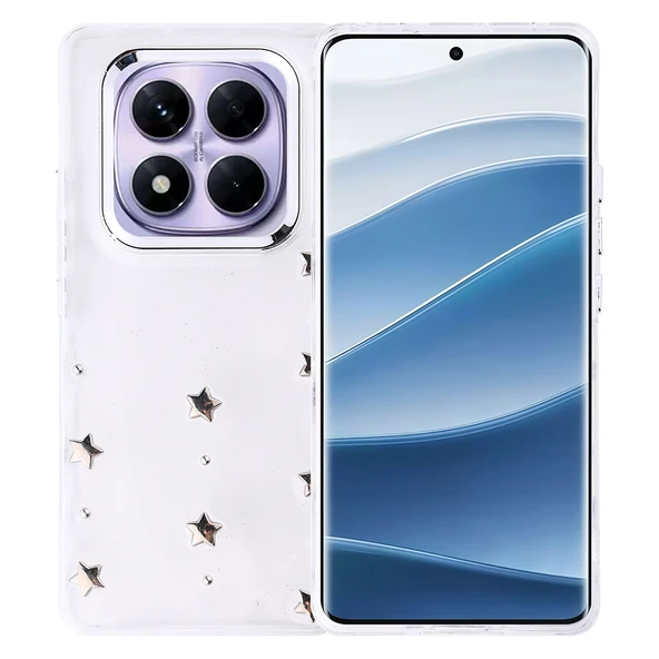 Xiaomi Redmi Note 14 Pro Plus Kılıf Airbag Tasarımlı Simli Şeffaf  Kutup Kapak - Resim 2