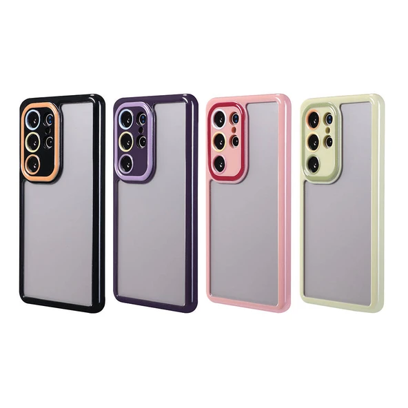 Galaxy S23 Ultra Kılıf Kamera Korumalı Renkli Kenar ve Çerçeve Tasarımlı  Vitamin Kapak - Resim 3