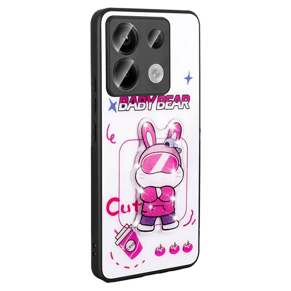 Xiaomi Redmi Note 13 Pro 5G Kılıf Parlayan Kabartmalı İkonik Figürlü  Amas Silikon Kapak - Resim 3