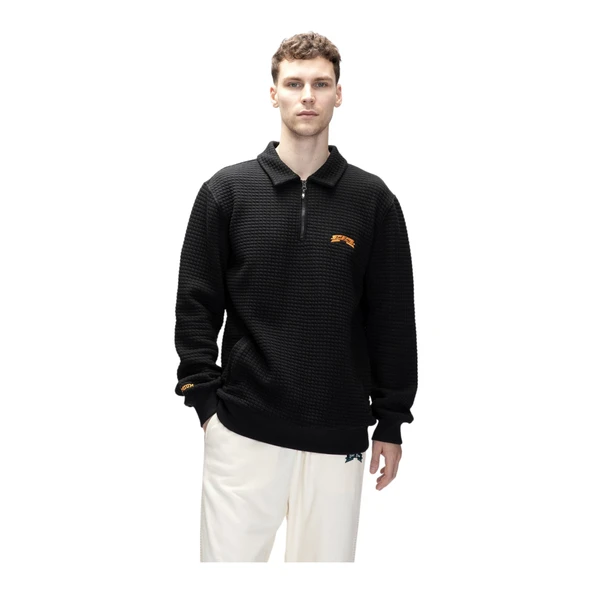 Erkek Sweatshirt Diez Si̇yah Yarım Fermuarlı - Resim 2