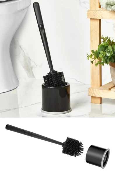 Silikon Başlıklı Klozet Fırça Takımı Yuvarlak, Klozet Banyo WC Tuvalet Temizlik Fırça Seti - Resim 6