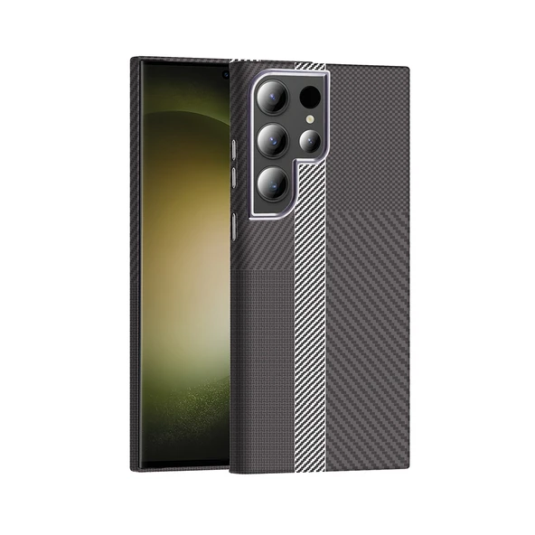 Galaxy S24 Ultra Kılıf M-safe Şarj Özellikli Karbon Fiber Görünümlü  Gros Kapak ürün görseli