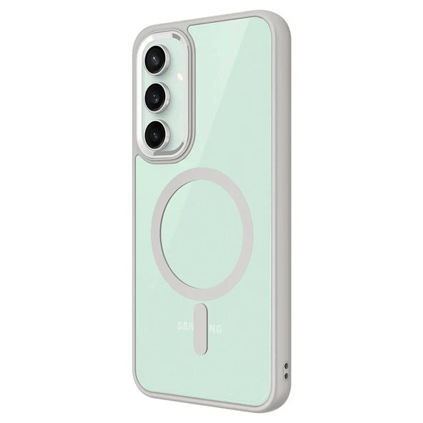 Galaxy S23 FE Kılıf Wireless Şarj Özellikli  Krom M-safe Silikon Kapak - Resim 5