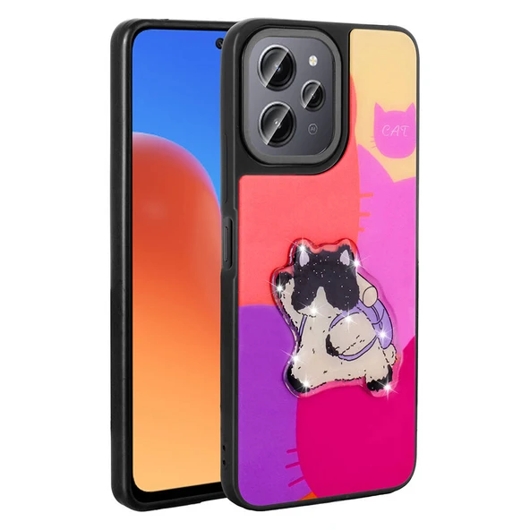 Xiaomi Redmi 12 4G Kılıf Parlayan Kabartmalı İkonik Figürlü  Amas Silikon Kapak ürün görseli