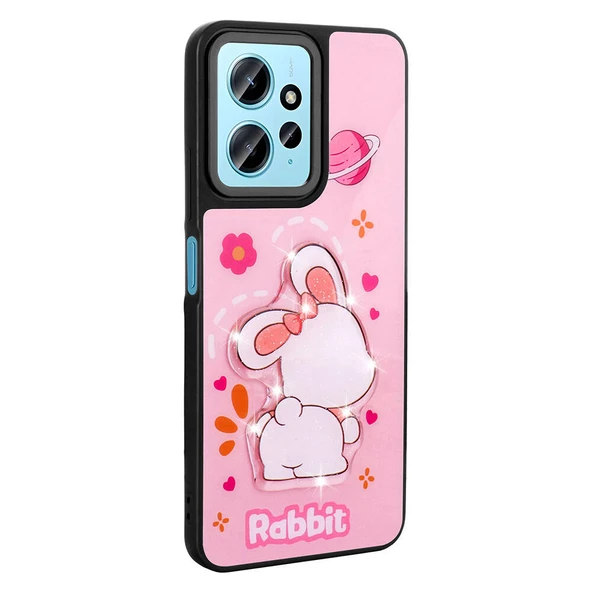 Xiaomi Redmi Note 12 4G Kılıf Parlayan Kabartmalı İkonik Figürlü  Amas Silikon Kapak - Resim 3