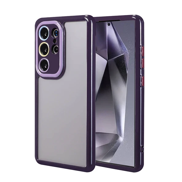 Galaxy S24 Ultra Kılıf Kamera Korumalı Renkli Kenar ve Çerçeve Tasarımlı  Vitamin Kapak - Resim 2