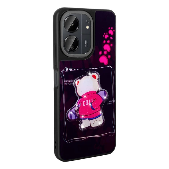 Xiaomi Redmi 13C Kılıf Parlayan Kabartmalı İkonik Figürlü  Amas Silikon Kapak - Resim 5