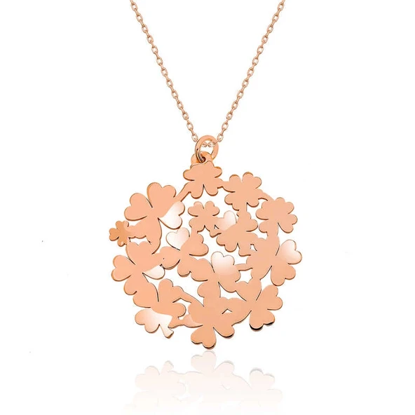 Supertrend Gümüş Rose Yonca Buketi Kolye ürün görseli