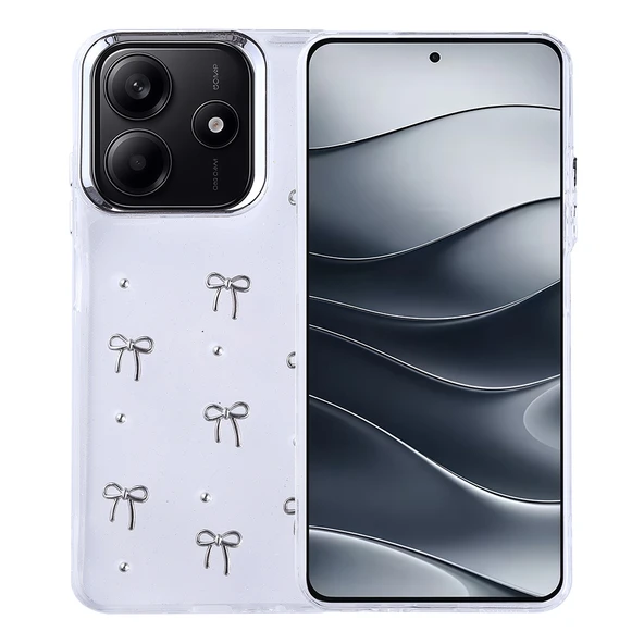 Xiaomi Redmi Note 14 4G Kılıf Airbag Tasarımlı Simli Şeffaf  Kutup Kapak - Resim 2