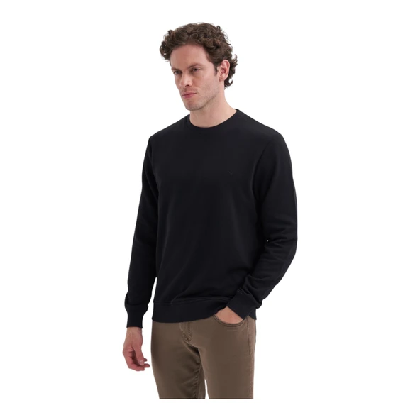 Slim Fit Likralı Pamuklu Süprem Kumaş Sweatshirt - Resim 4