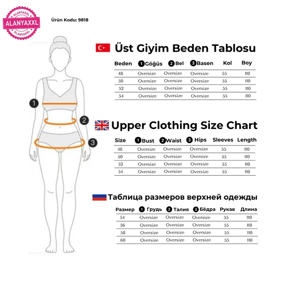 Kadın Büyük Beden Dizaltı Kuşaklı Siyah Kaban - 5