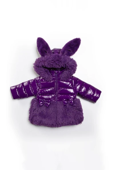 YENİ Tavşan Kulaklı Su İtici Fermuarlı Cepli Kalın Kar Kapüşonlu Kışlık Kız Bebek Mont Çocuk Kaban - 2