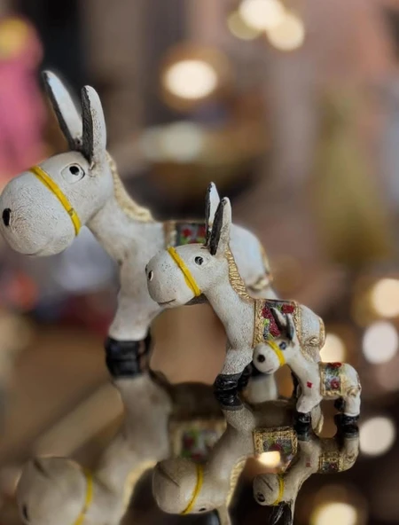 3 LÜ SEVİMLİ EŞEK AİLESİ DEKORATİF OBJE BİBLO - 2