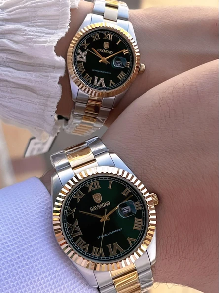 Raymond Ciflere Özel Sevgili Kombini 2 Yıl Garantili 5 Atm Suya Dayanklı Çift Saati CFT.01 - Resim 3