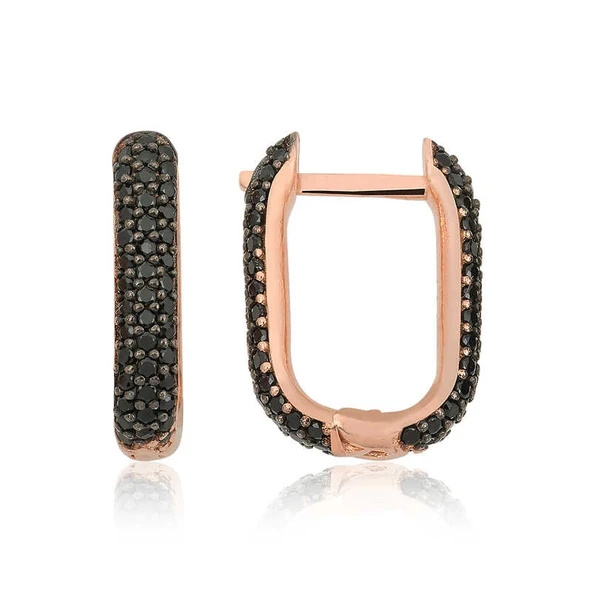 Supertrend Gümüş Çift Taraflı Siyahtaşlı J Bayan Küpe ürün görseli