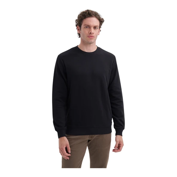 Slim Fit Likralı Pamuklu Süprem Kumaş Sweatshirt - Resim 2