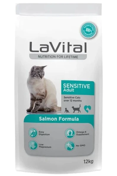 Lavital Sensitive Somonlu Yetişkin Kedi Maması 12kg ürün görseli