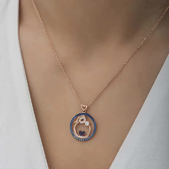 Supertrend Gümüş Rose Anne Ve Bebek Sevgisi Bayan Kolye - Resim 4