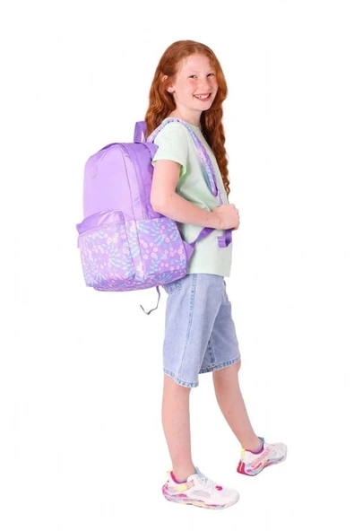 KAUKKO Soft Floral Sırt Çantası Lilac Flowers K1793 - 3