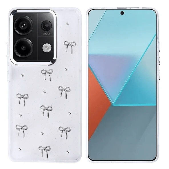 Xiaomi Redmi Note 13 Pro 4G Kılıf Airbag Tasarımlı Simli Şeffaf  Kutup Kapak - Resim 2