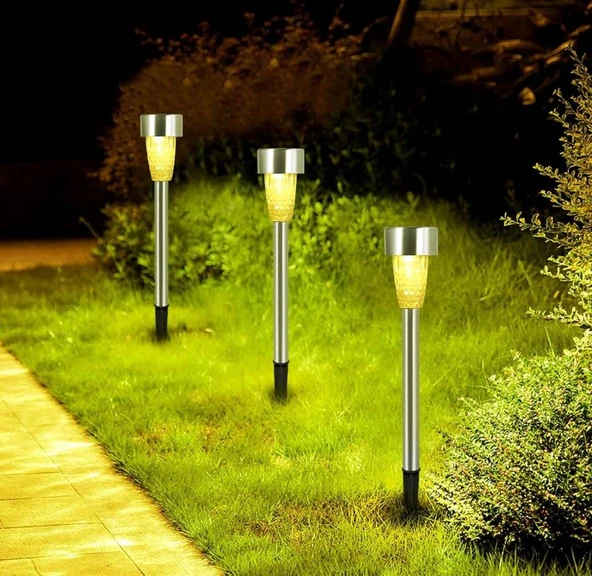 Solar Bahçe Lambası 10’lu Set Direk Aydınlatma Güneş Enerjili LED Işık, Dış Mekan Aydınlatması