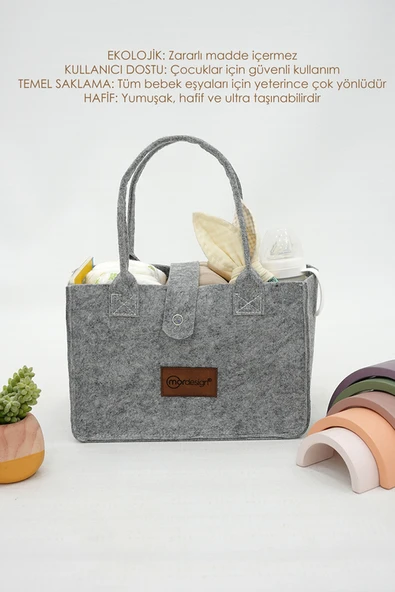 mordesign Taşınabilir Keçe Çanta Yenidoğan Alt Açma, Kadın Çantası, Ev & Seyahat Düzenleyici Organizer, Gri - 5