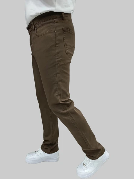 Erkek Enjoy Regular Fit Ligralı Kahverengi Kot Pantolon - 2