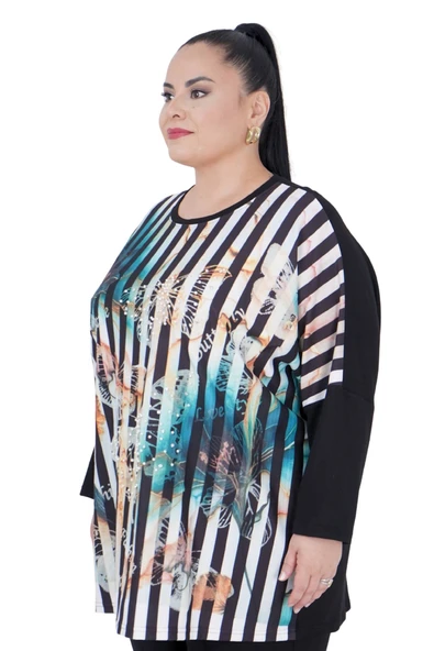 Kadın Büyük Beden Oversize Salaş Bluz Tunik - 2