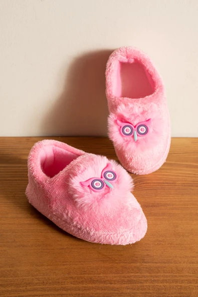 Albishoes Kız Çocuk Panduf Ev Patiği Pamuk Astarlı Baykuş Figür Ev Kreş Ayakkabısı Sevimli Baykuş - 2