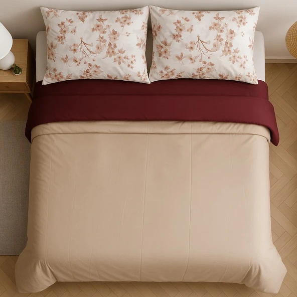 English Home Basic Plain King Size Çift Kişilik %100 Pamuk Nevresim Seti - 1