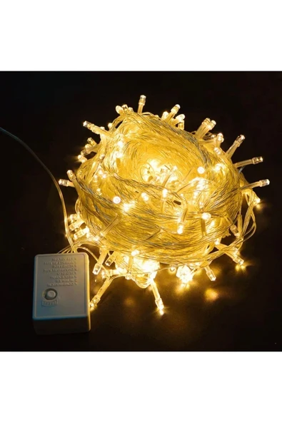 100 Ledli Fişli Dekoratif Işık | Animasyonlu 10 Metre  Yılbaşı, Bahçe, Oda ve Parti Süsleme Lambası - 9